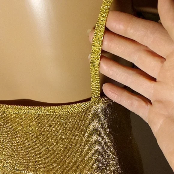 Slinky Gold Metallic Dress by AKA - Picture 6 of 7